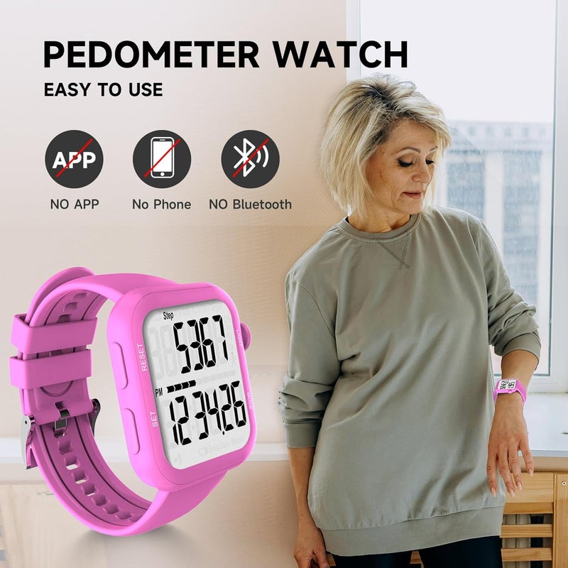 CHAMPOWER Pedometer Watch, Multi-Function Pedometer for Walking Steps and Miles, 3D Super Accurate Step Counter, Track Steps for Men Women Seniors - Image 3
